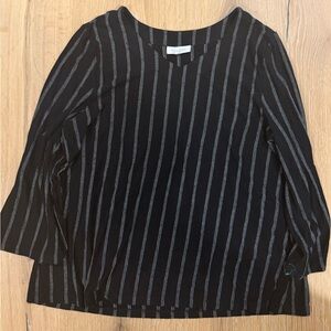 Habitat Black and Gray Striped Long Sleeve Top